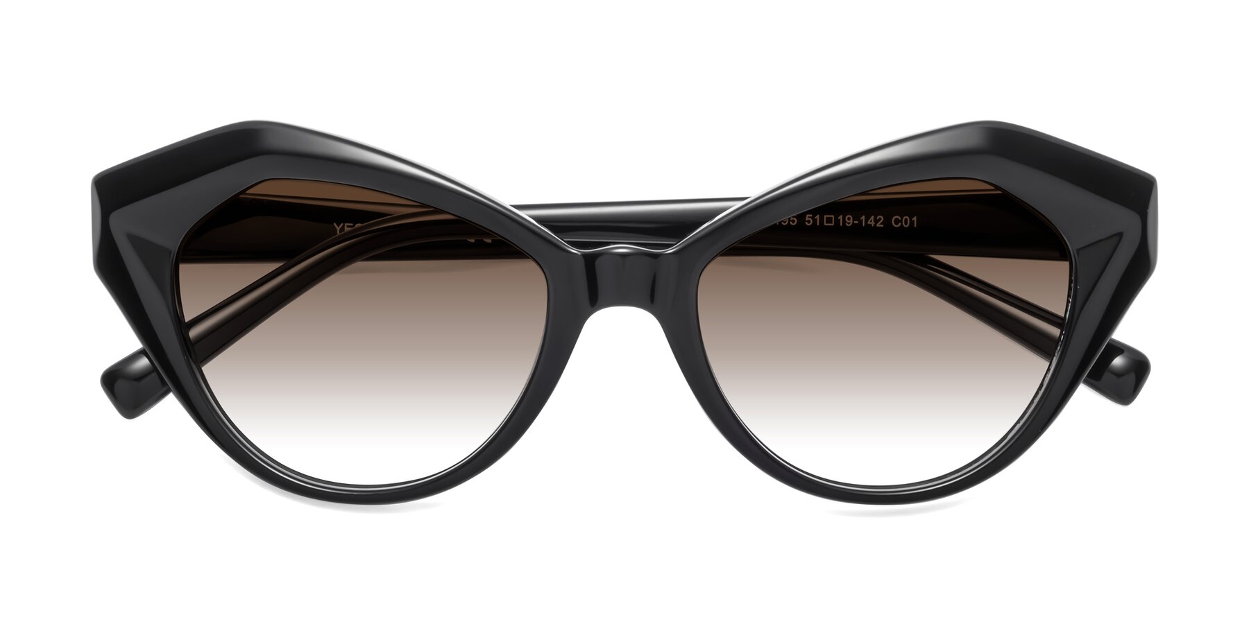 Folded Front of 1495 in Black with Brown Gradient Lenses