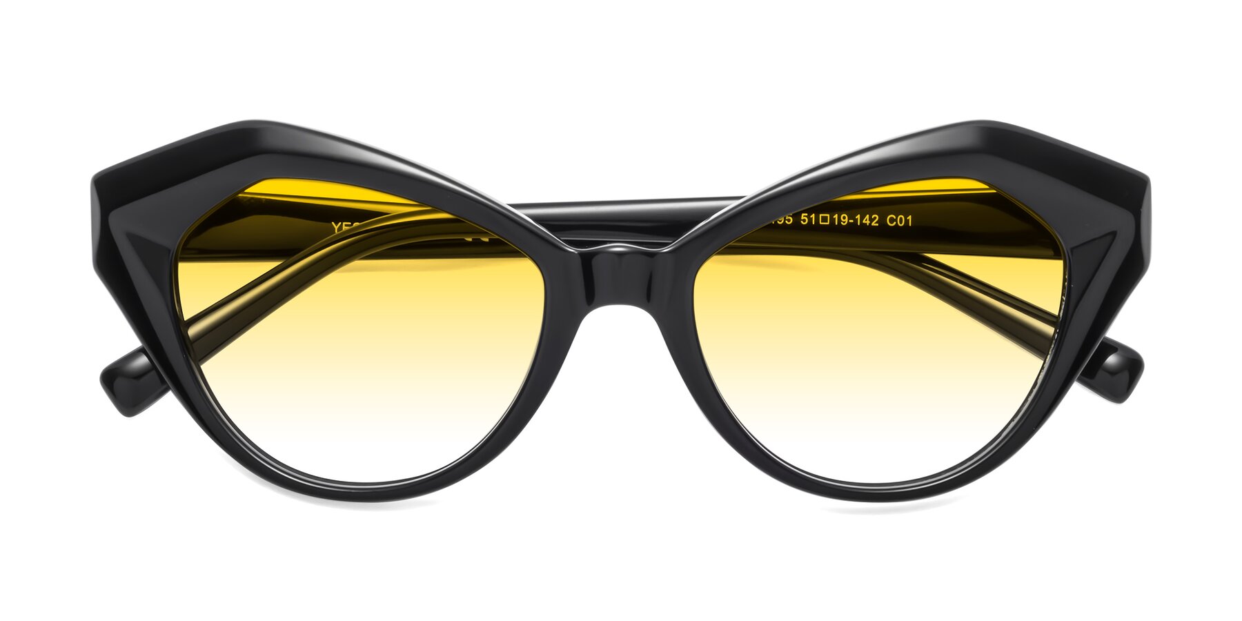 Folded Front of 1495 in Black with Yellow Gradient Lenses