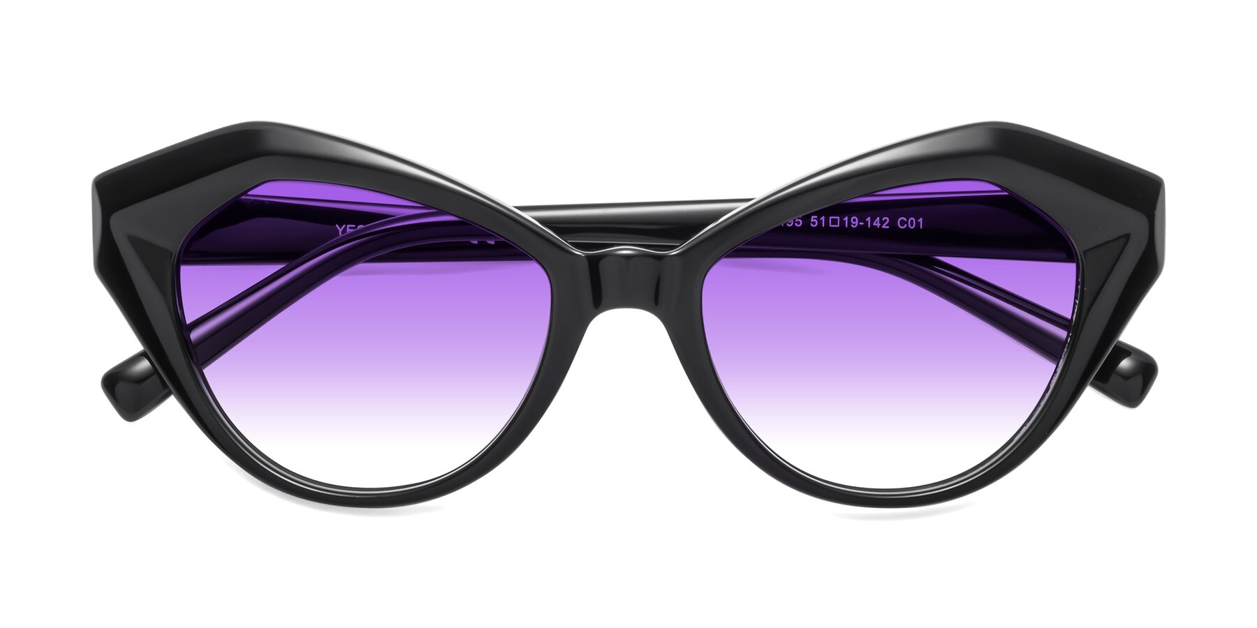 Folded Front of 1495 in Black with Purple Gradient Lenses