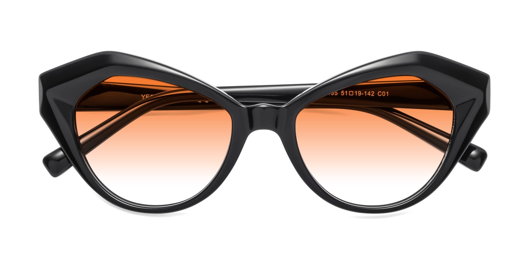 Folded Front of 1495 in Black with Orange Gradient Lenses