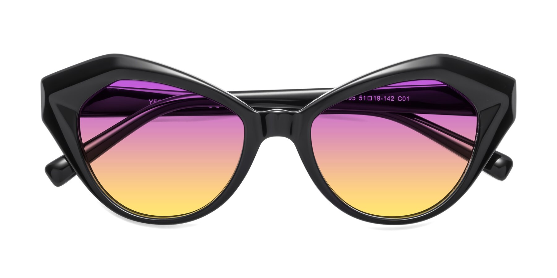 Folded Front of 1495 in Black with Purple / Yellow Gradient Lenses