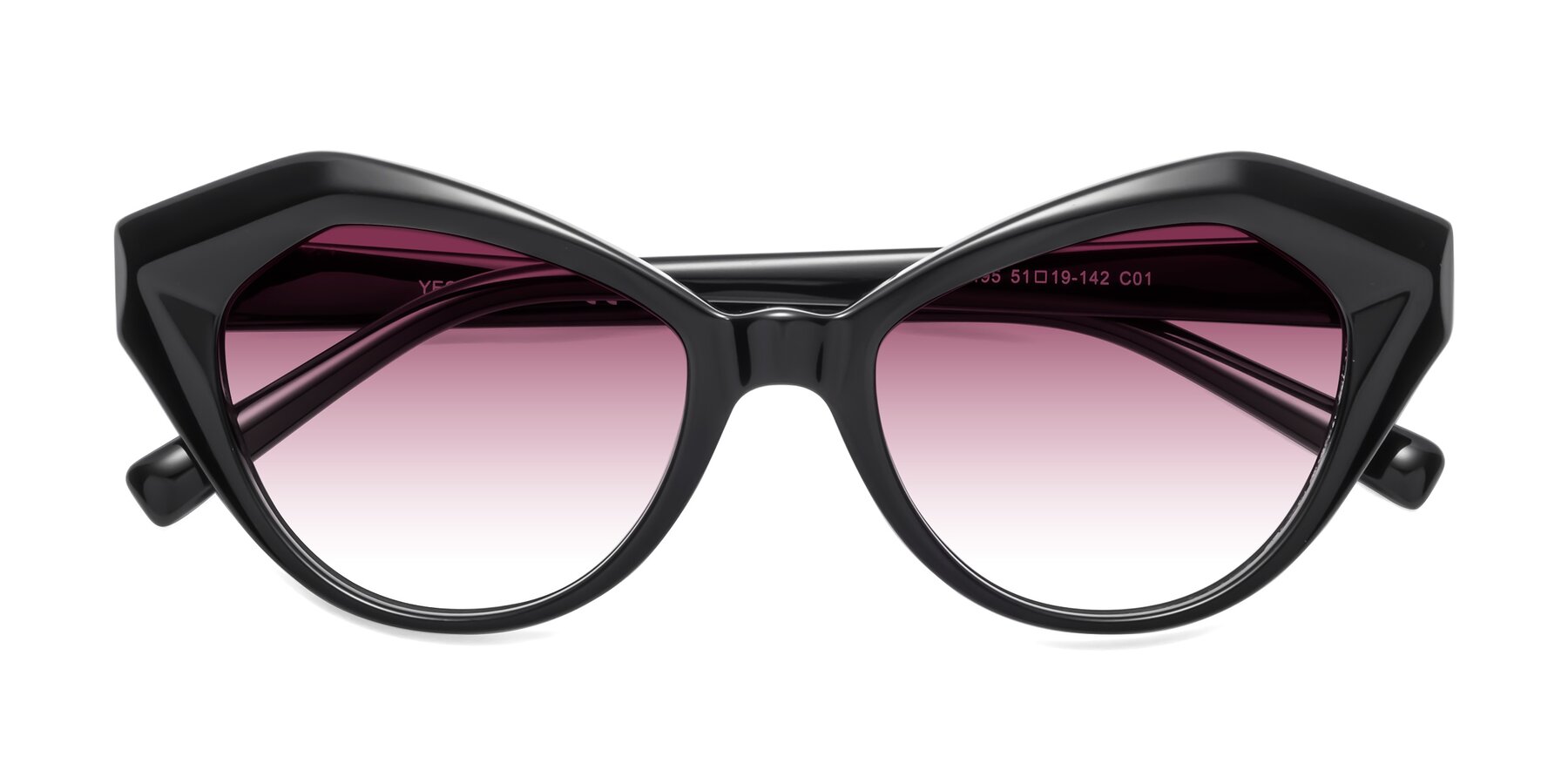 Folded Front of 1495 in Black with Wine Gradient Lenses