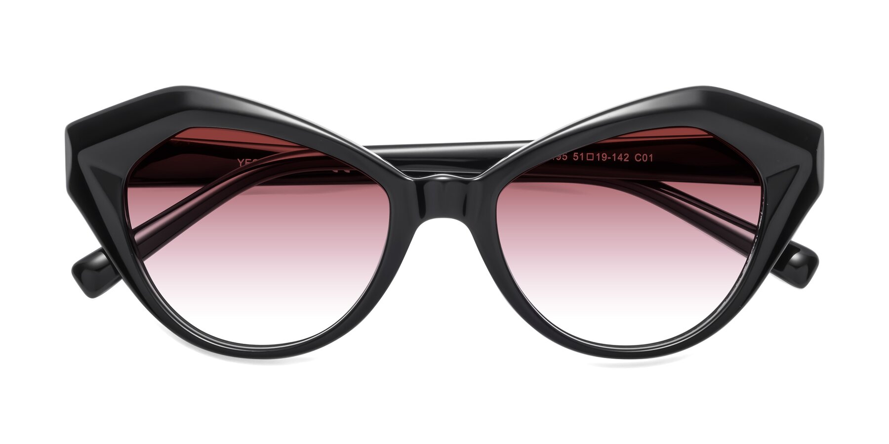 Folded Front of 1495 in Black with Garnet Gradient Lenses