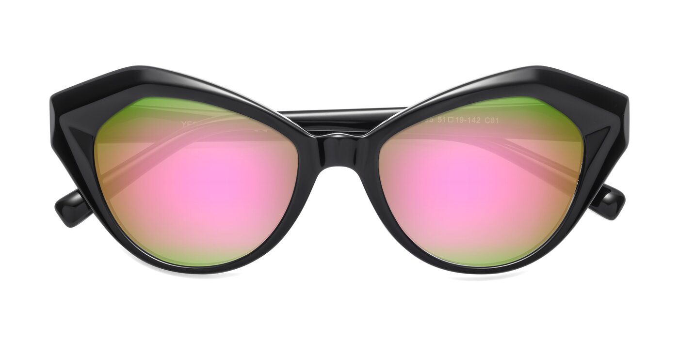 1495 - Black Flash Mirrored Sunglasses