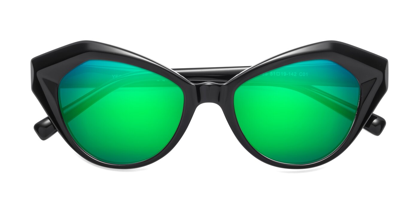 1495 - Black Flash Mirrored Sunglasses