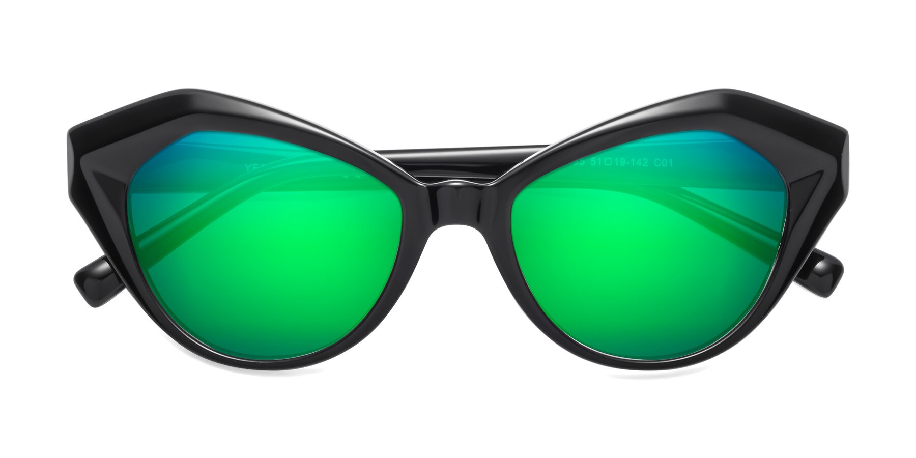 Folded Front of 1495 in Black with Green Mirrored Lenses