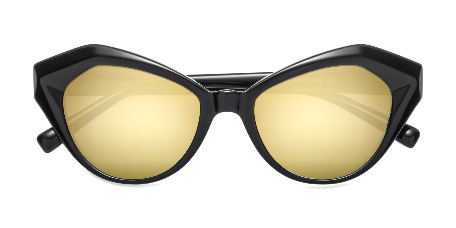 Folded Front of 1495 in Black with Gold Mirrored Lenses