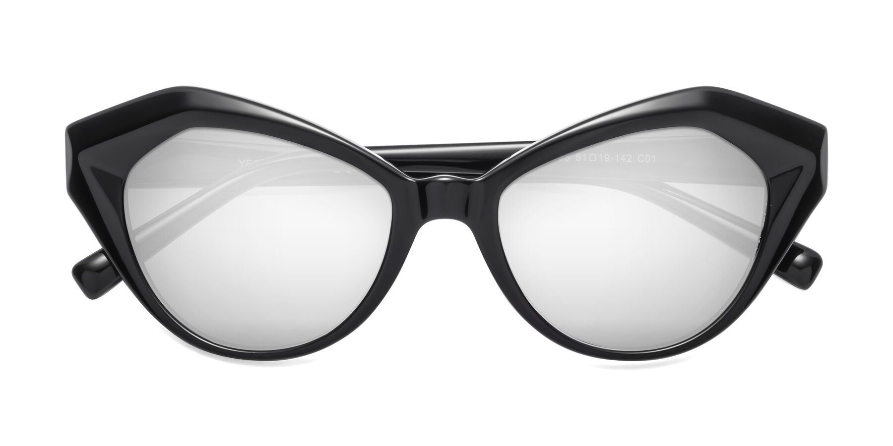 Folded Front of 1495 in Black with Silver Mirrored Lenses
