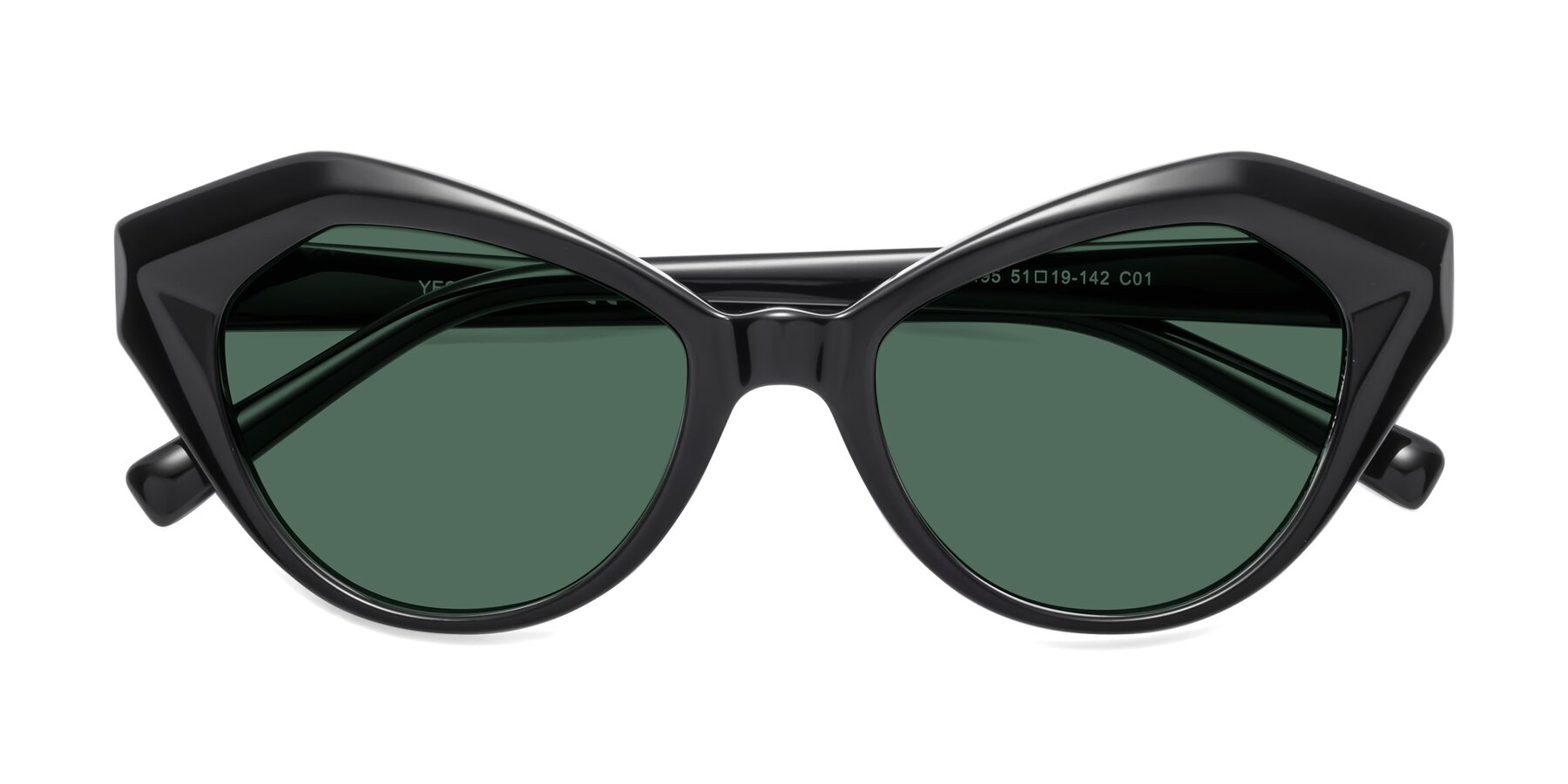 Folded Front of 1495 in Black with Green Polarized Lenses