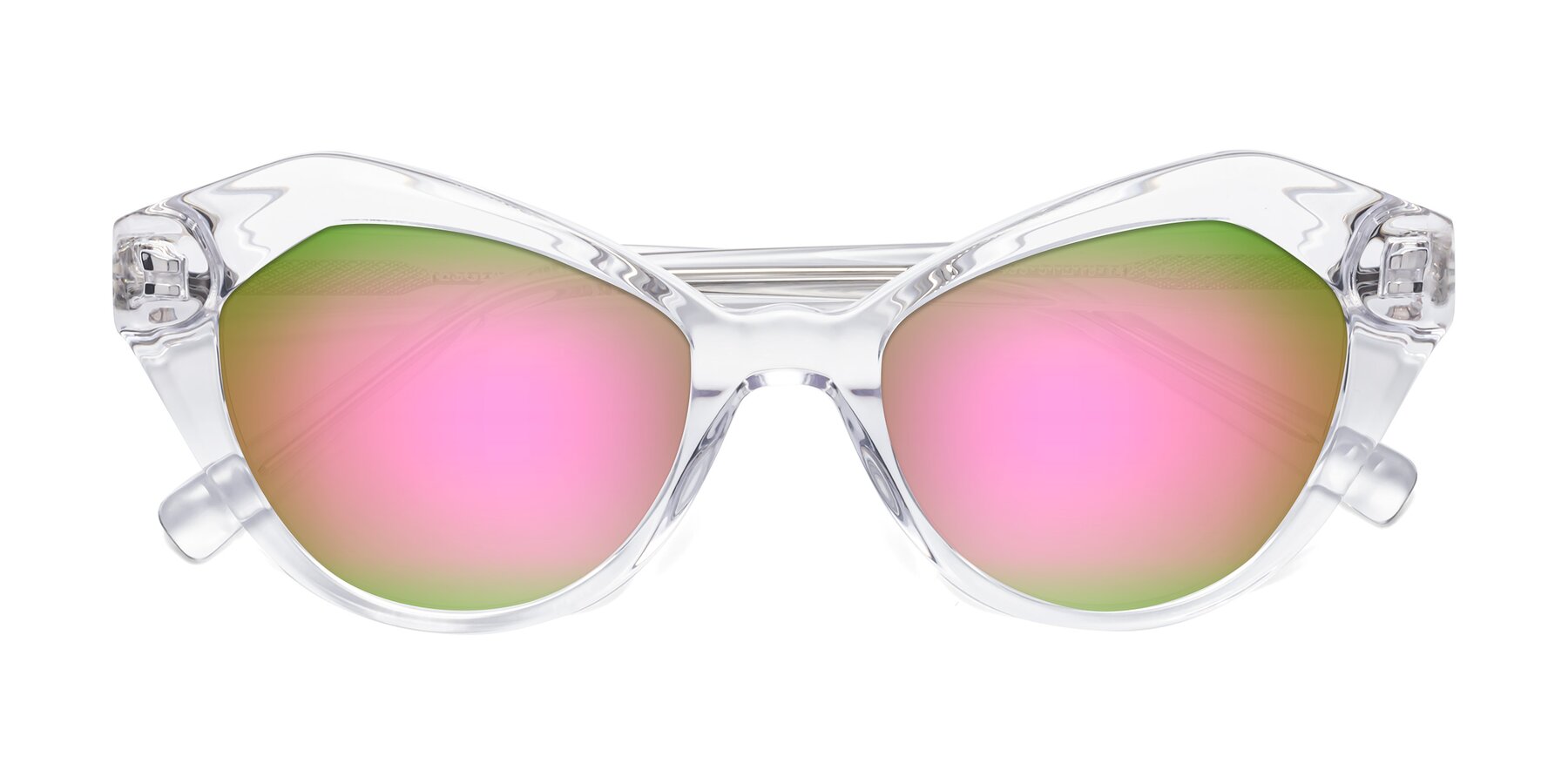 Folded Front of 1495 in Clear with Pink Mirrored Lenses