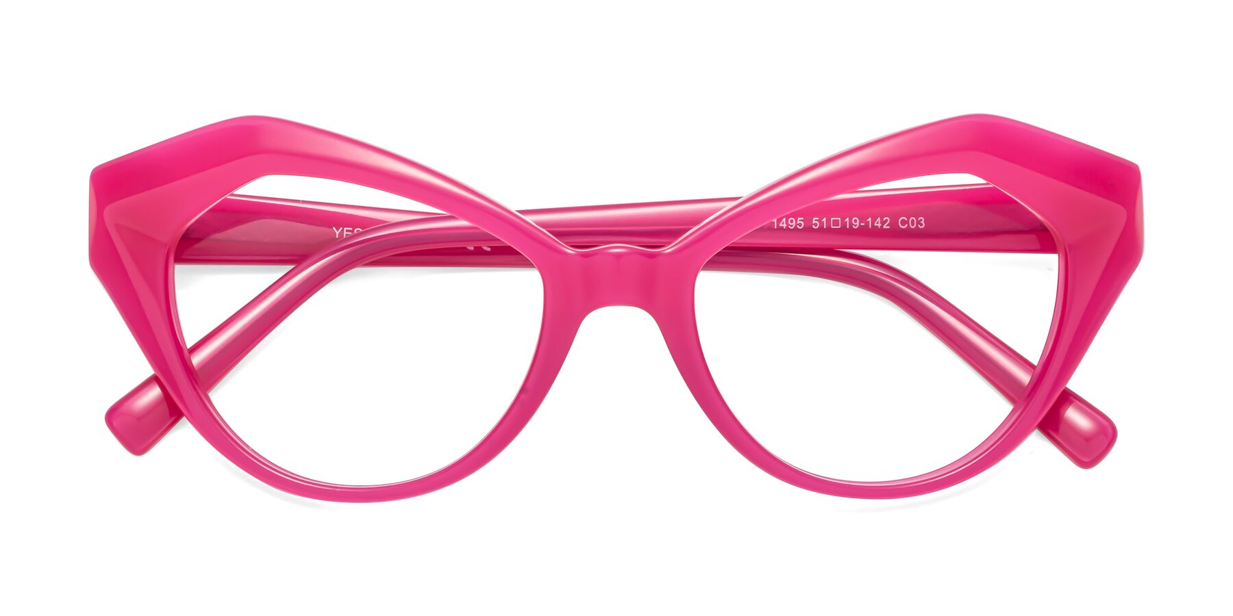 Folded Front of 1495 in Pink with Clear Eyeglass Lenses