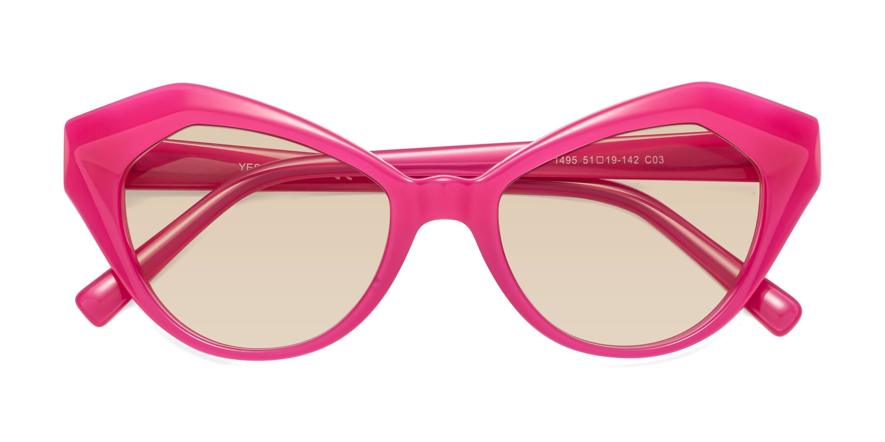 Folded Front of 1495 in Pink with Light Brown Tinted Lenses