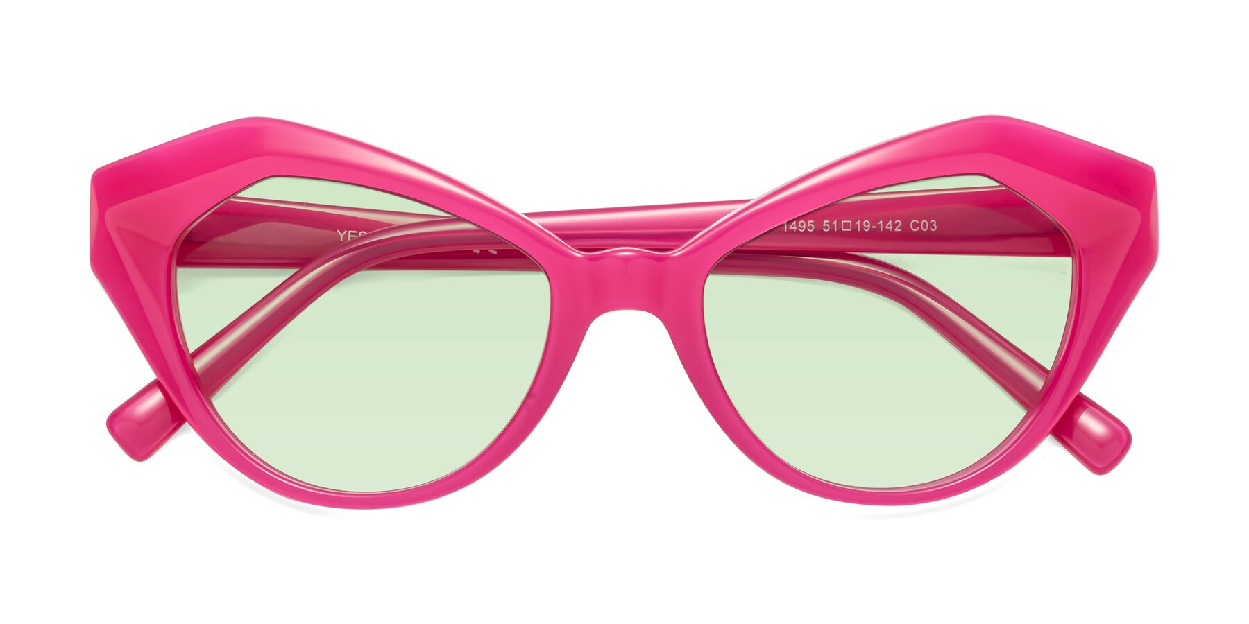 Folded Front of 1495 in Pink with Light Green Tinted Lenses