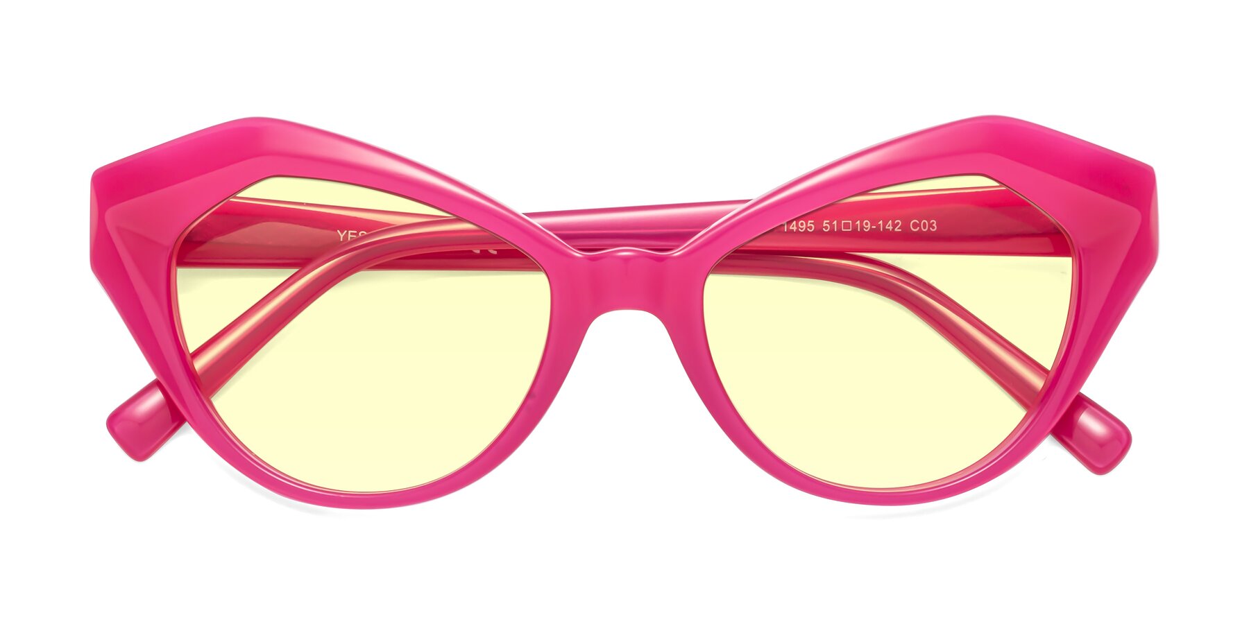 Folded Front of 1495 in Pink with Light Yellow Tinted Lenses