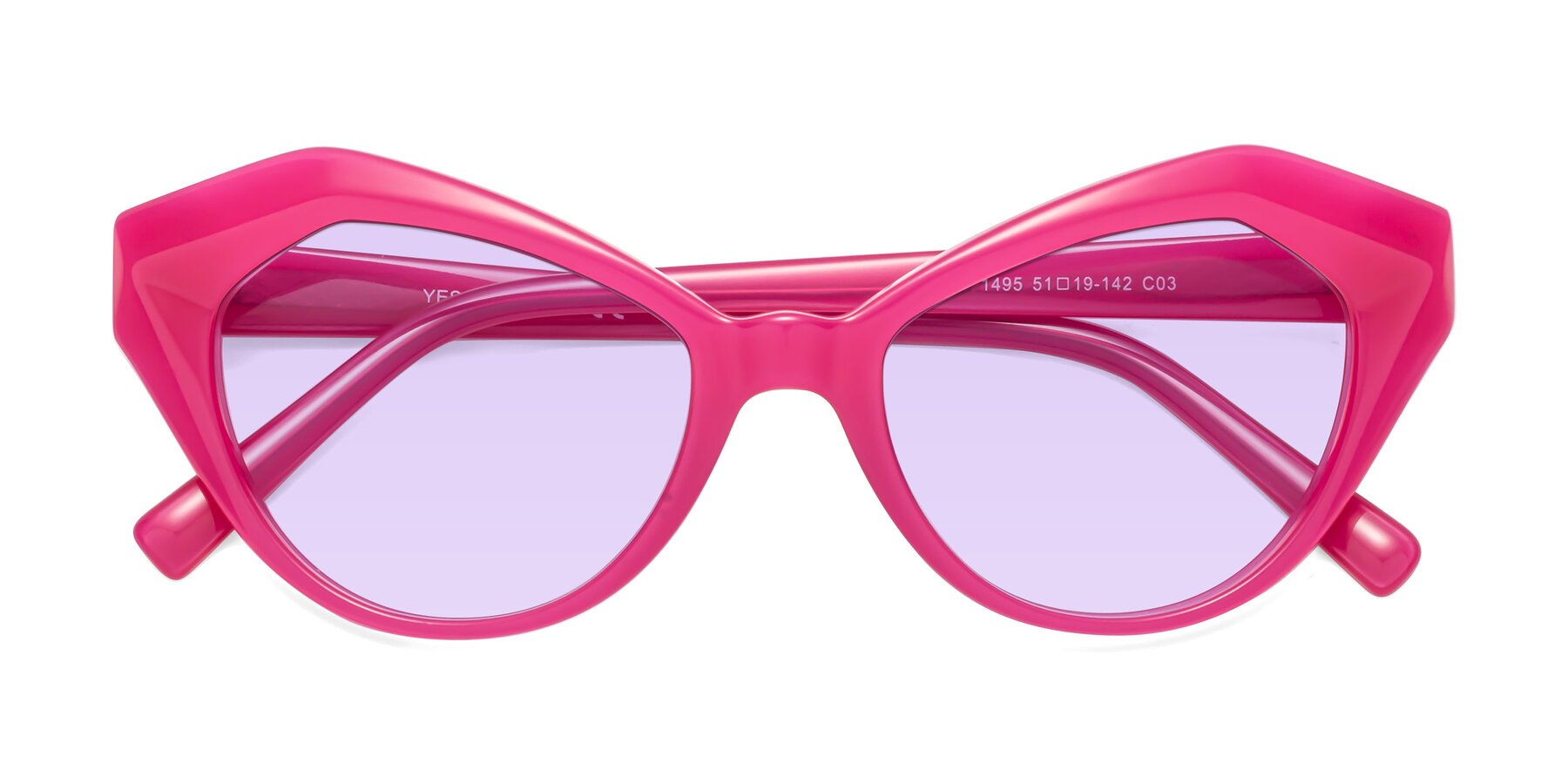 Folded Front of 1495 in Pink with Light Purple Tinted Lenses