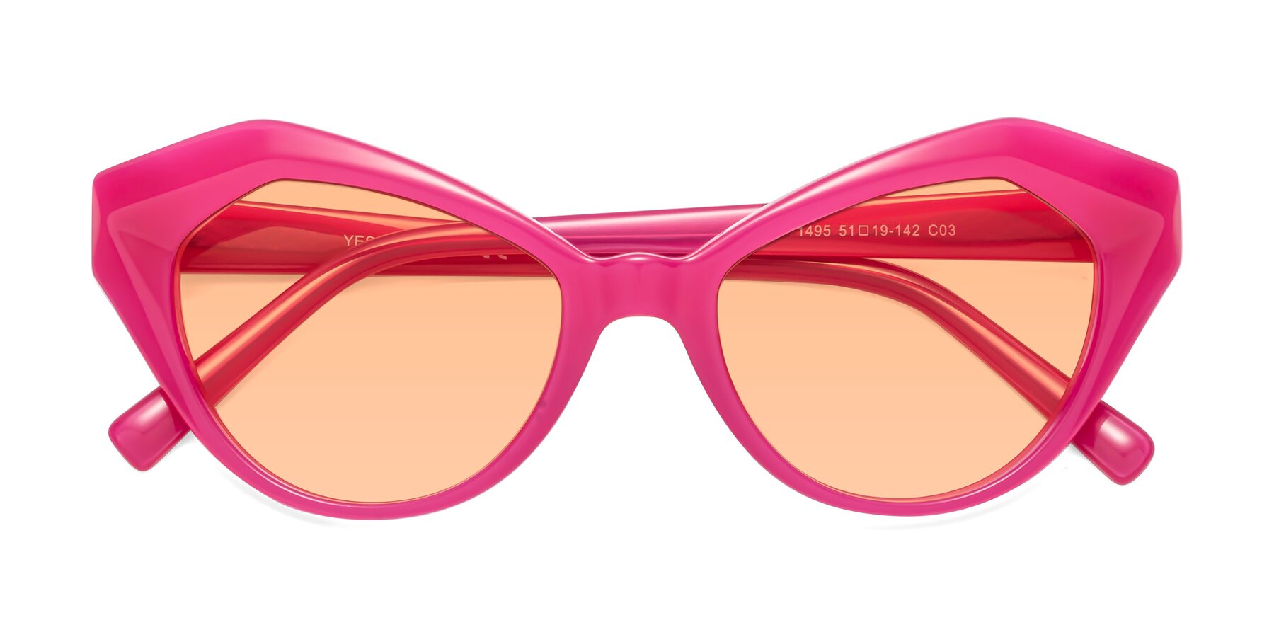 Folded Front of 1495 in Pink with Light Orange Tinted Lenses