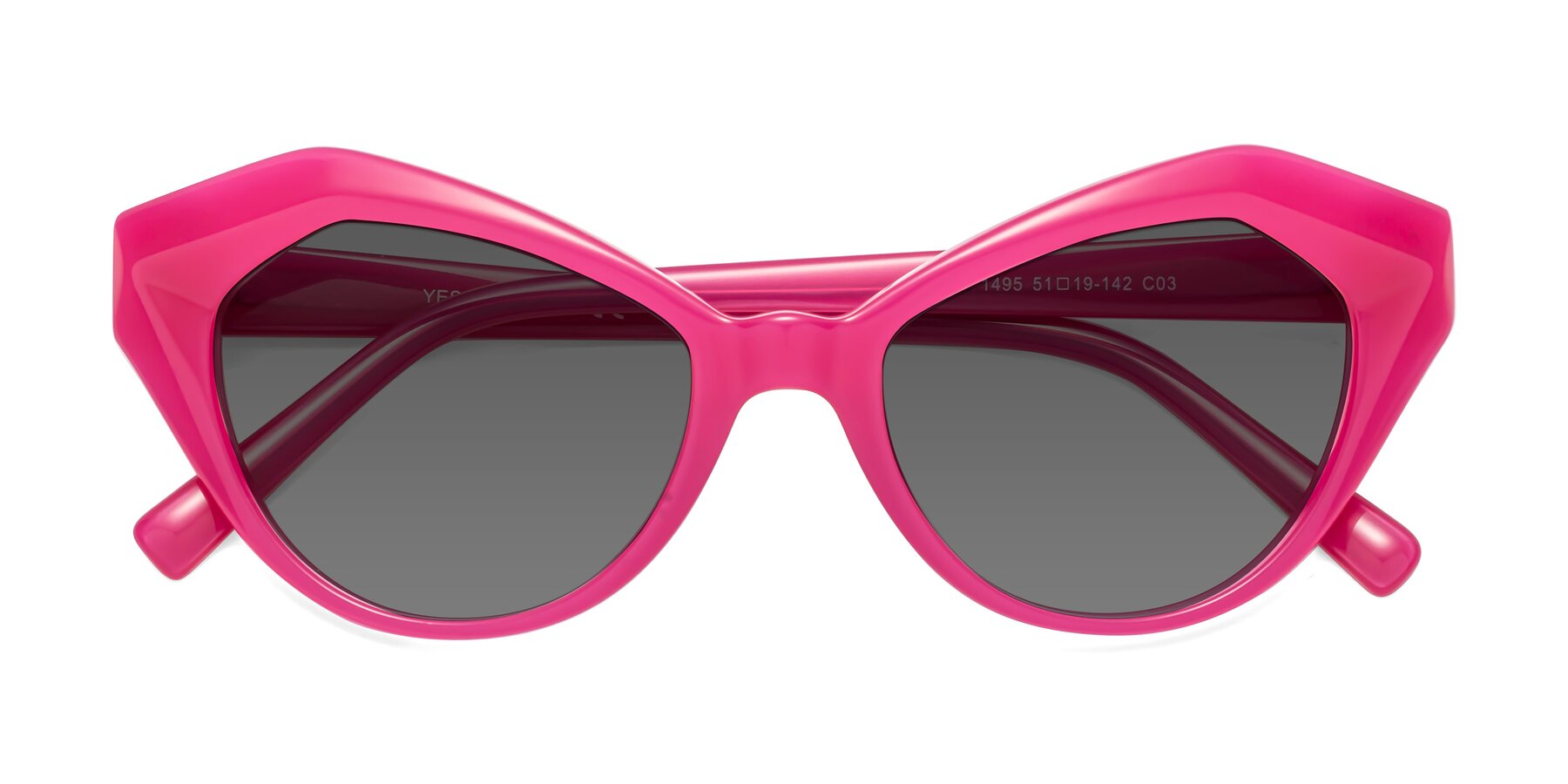 Folded Front of 1495 in Pink with Medium Gray Tinted Lenses