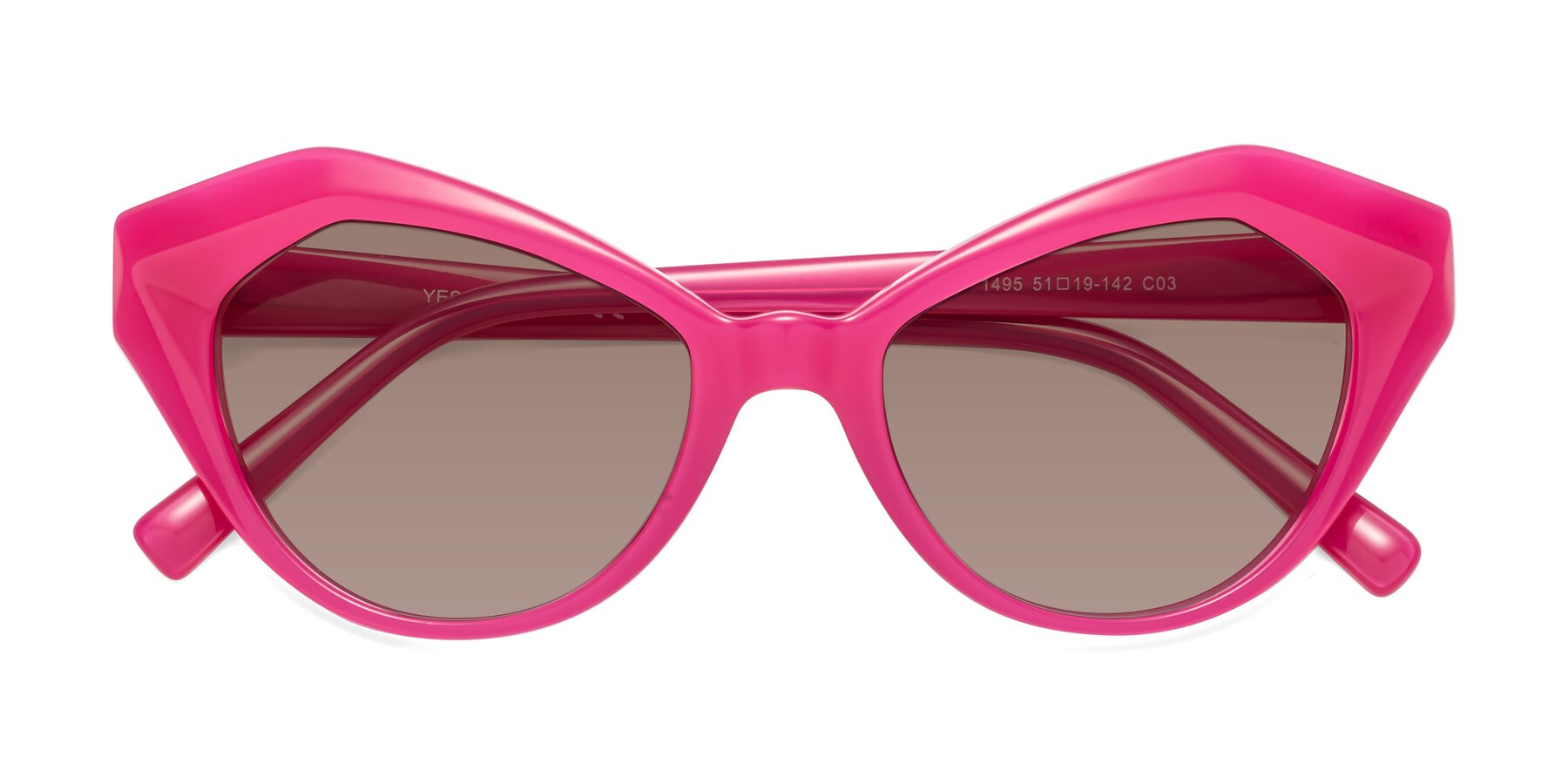 Folded Front of 1495 in Pink with Medium Brown Tinted Lenses