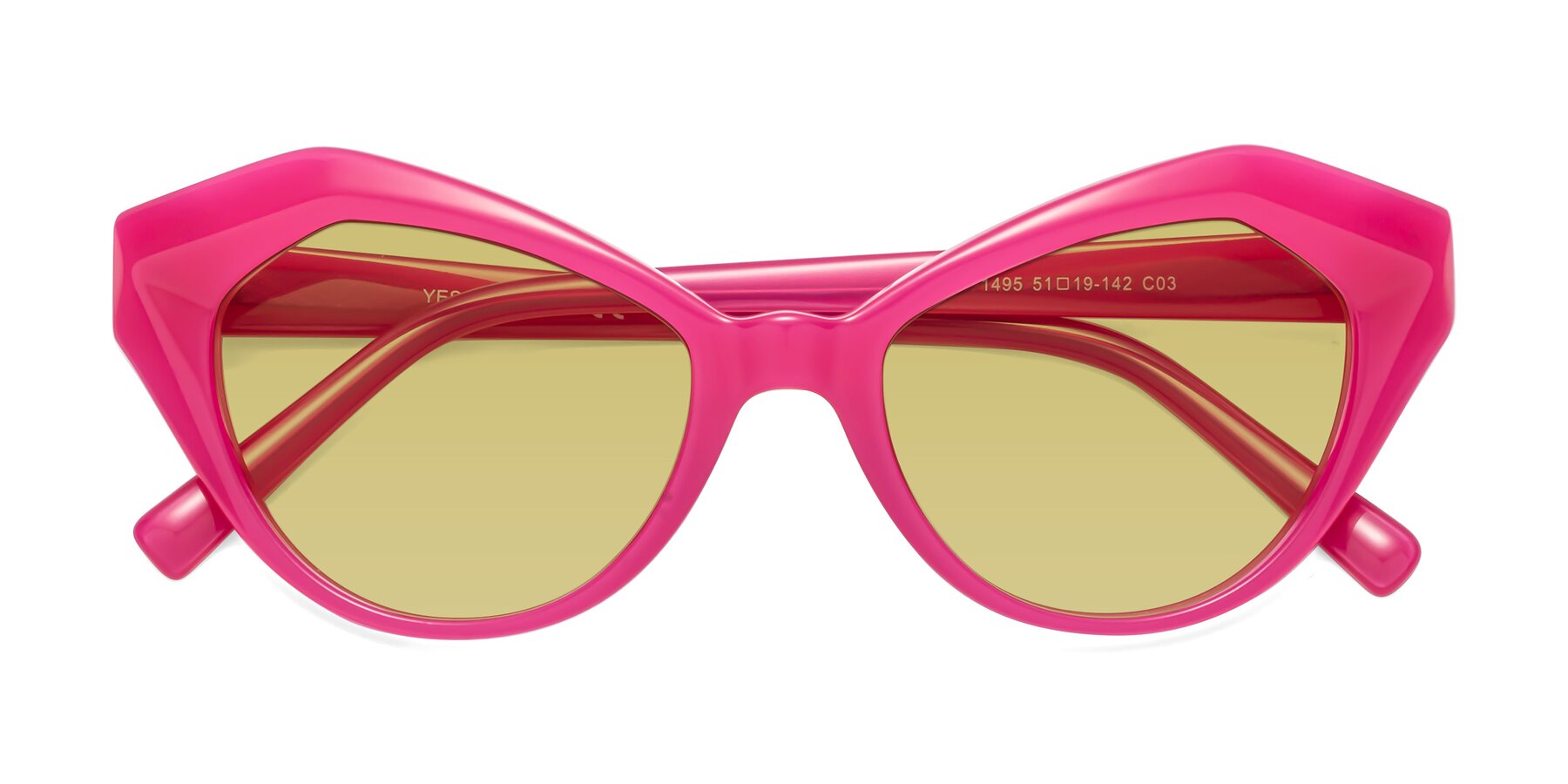 Folded Front of 1495 in Pink with Medium Champagne Tinted Lenses