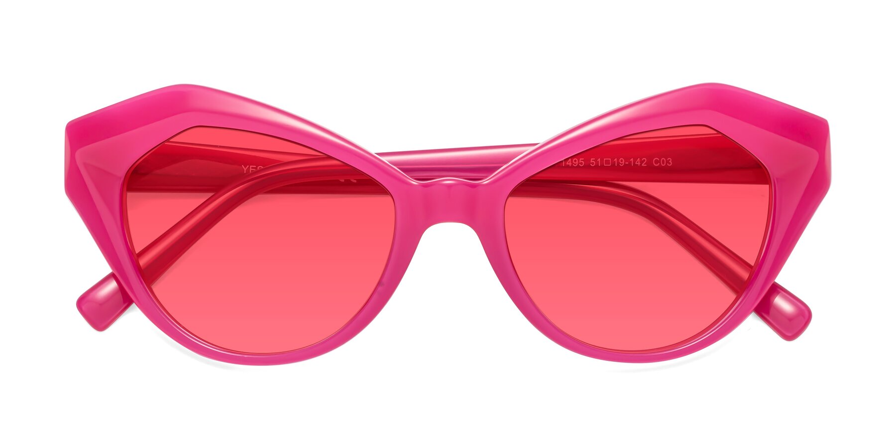 Folded Front of 1495 in Pink with Red Tinted Lenses