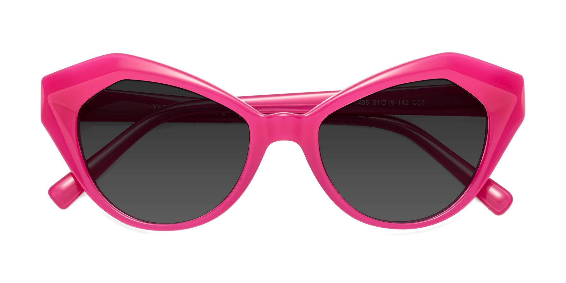 Folded Front of 1495 in Pink with Gray Tinted Lenses