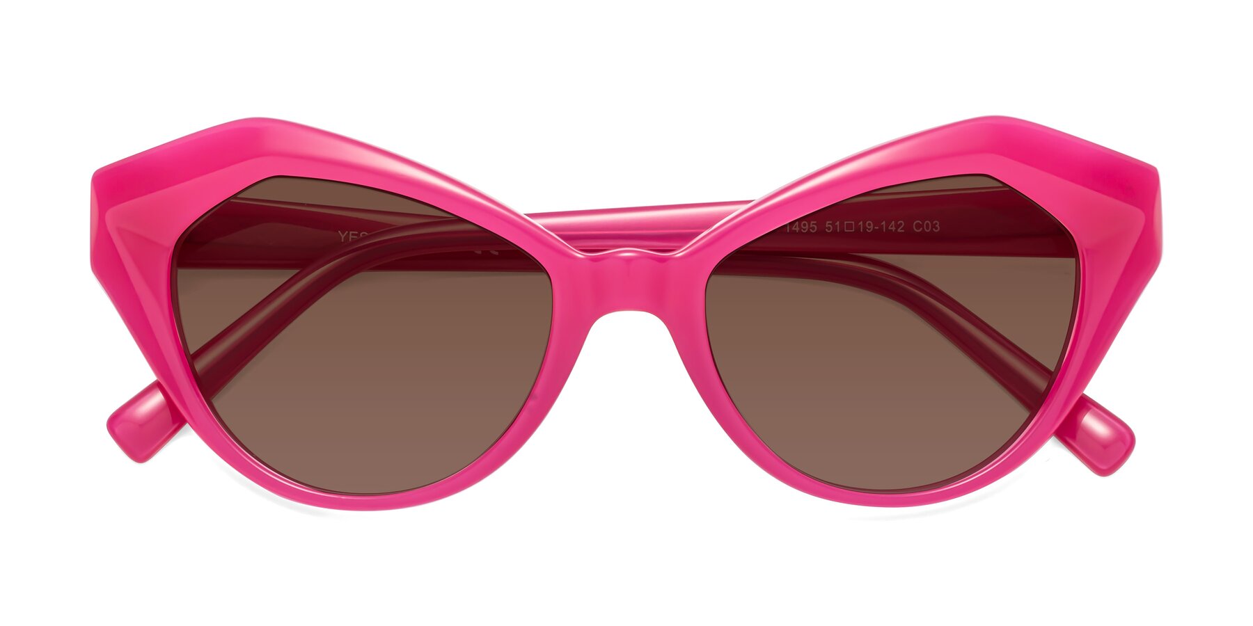 Folded Front of 1495 in Pink with Brown Tinted Lenses