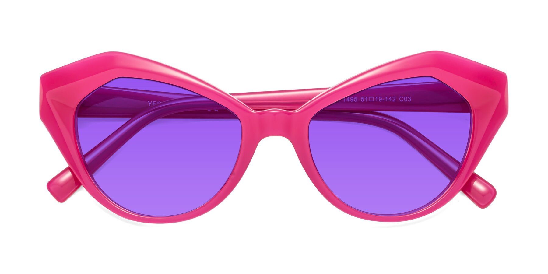 Folded Front of 1495 in Pink with Purple Tinted Lenses