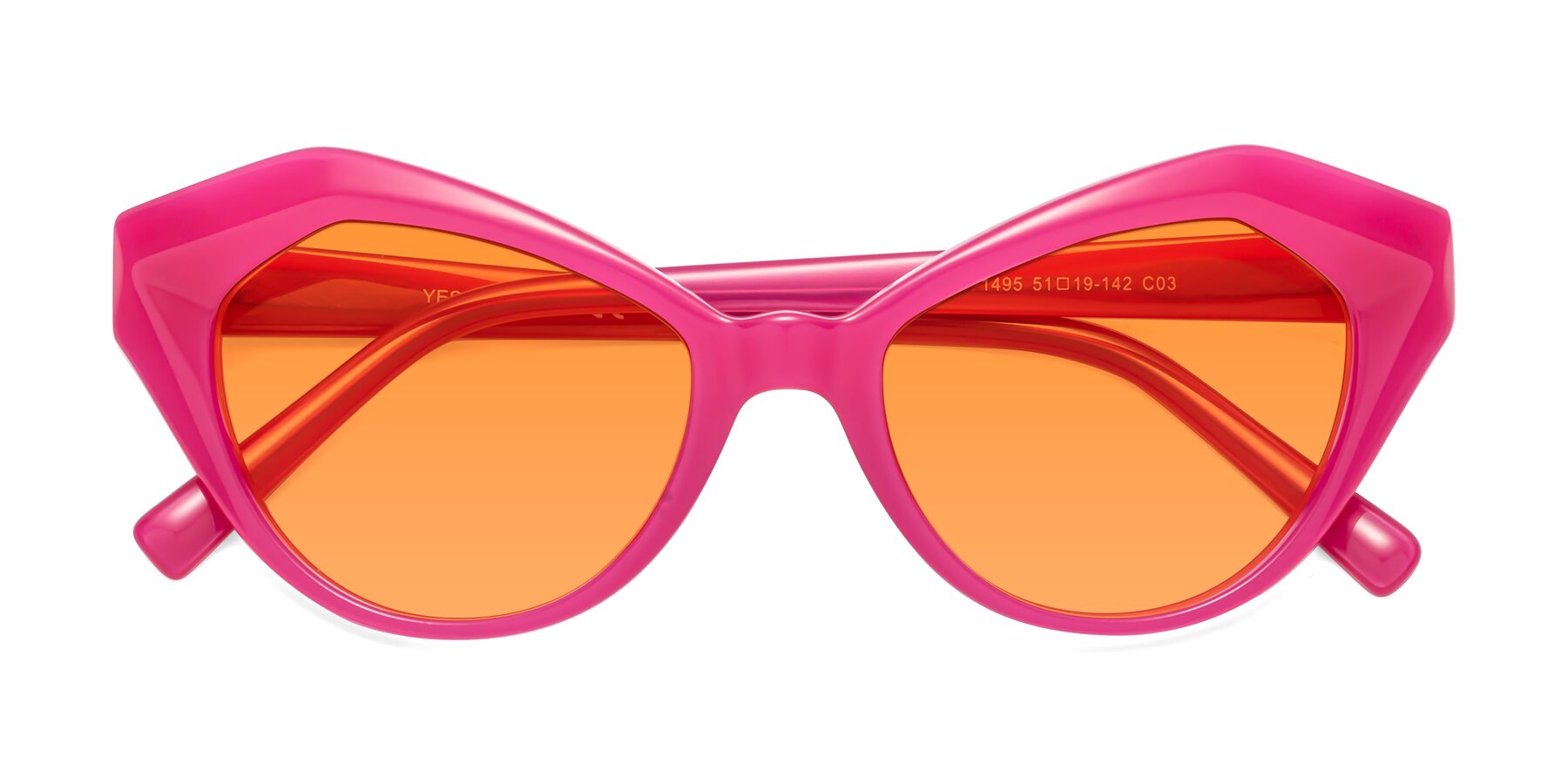 Folded Front of 1495 in Pink with Orange Tinted Lenses