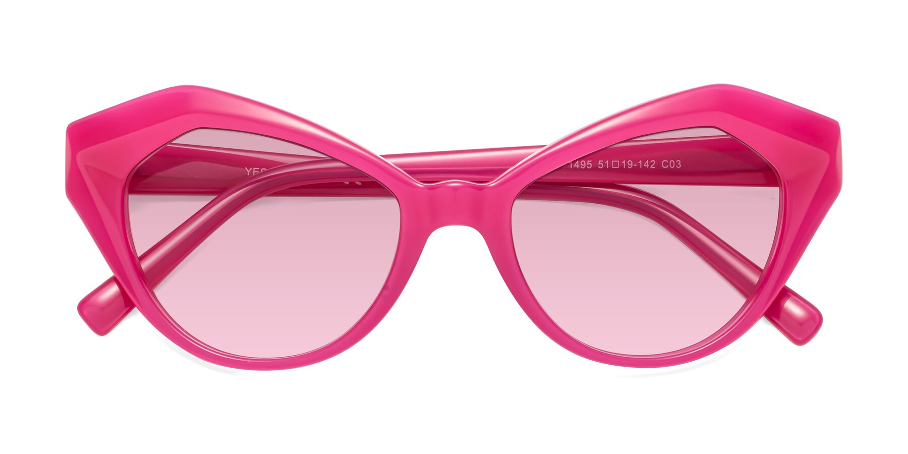 Folded Front of 1495 in Pink with Light Wine Tinted Lenses