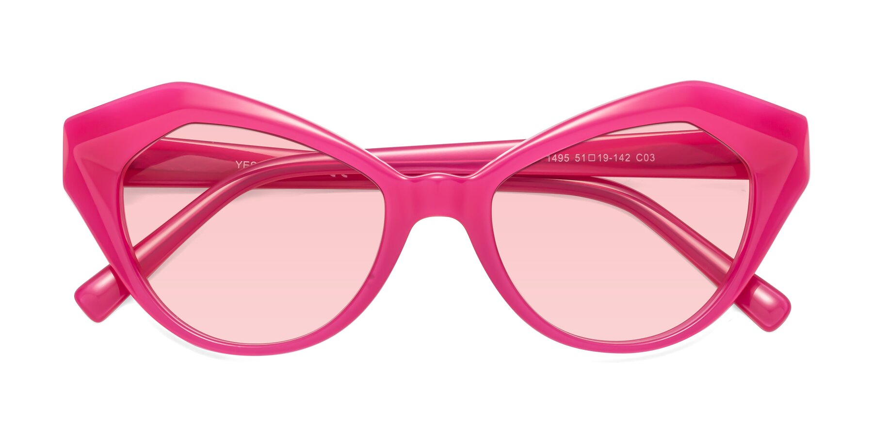 Folded Front of 1495 in Pink with Light Garnet Tinted Lenses