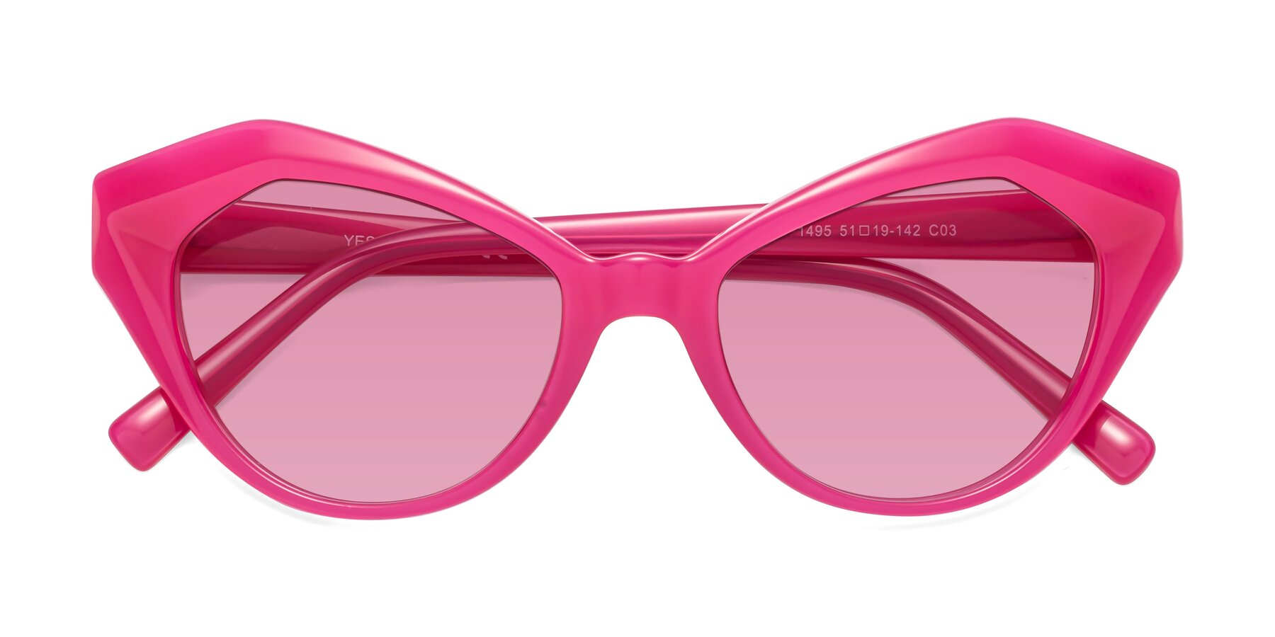 Folded Front of 1495 in Pink with Medium Wine Tinted Lenses