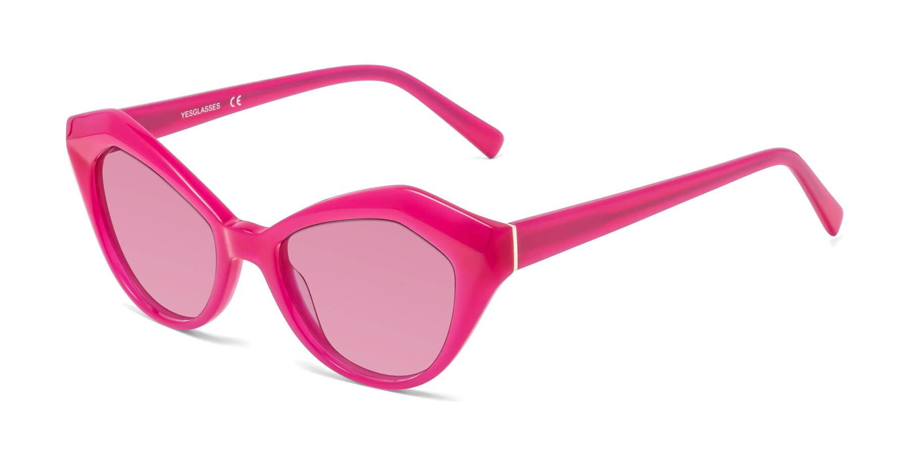 Angle of 1495 in Pink with Medium Wine Tinted Lenses