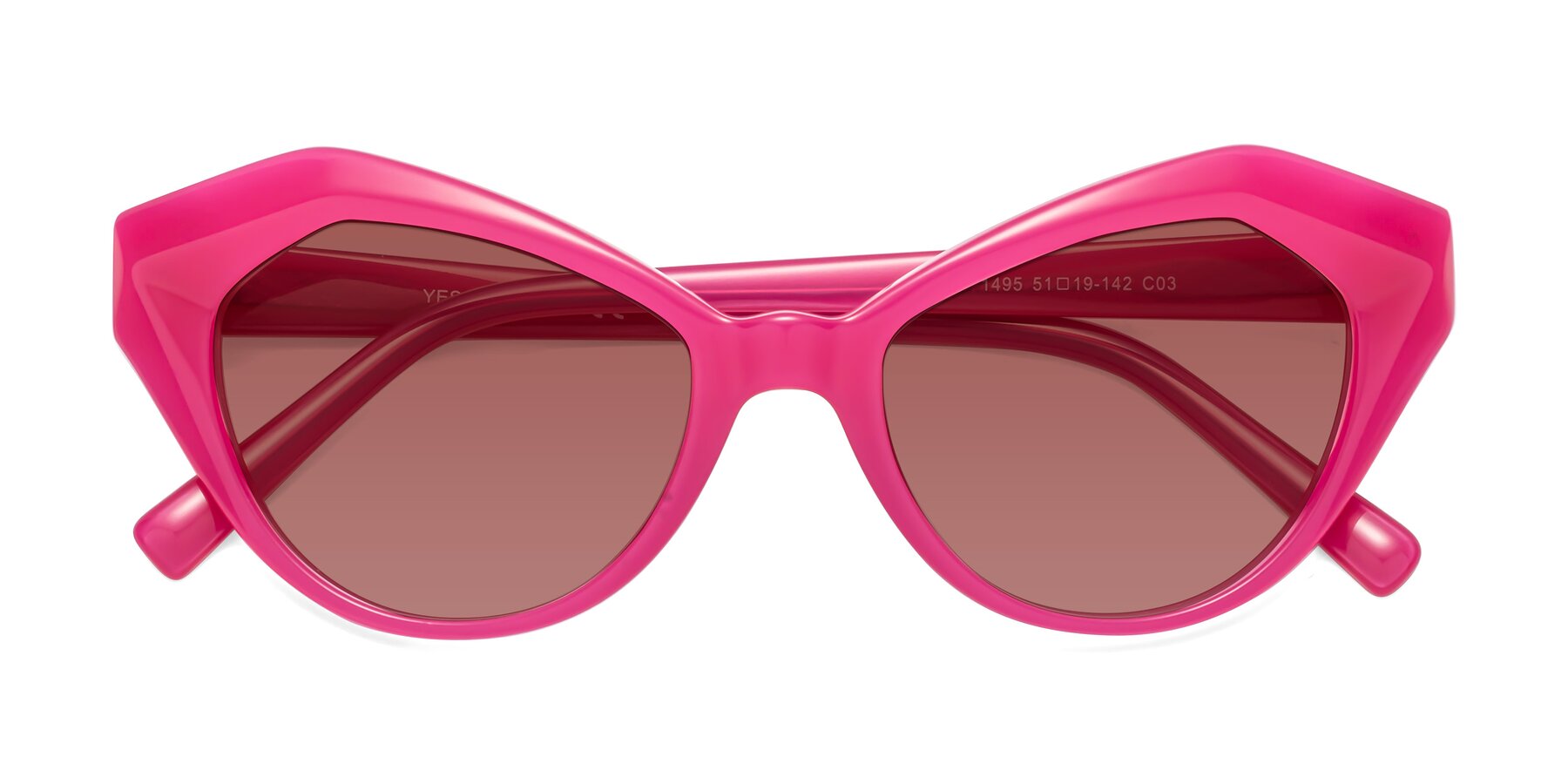 Folded Front of 1495 in Pink with Garnet Tinted Lenses