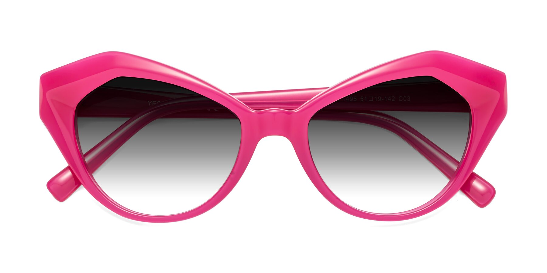 Folded Front of 1495 in Pink with Gray Gradient Lenses