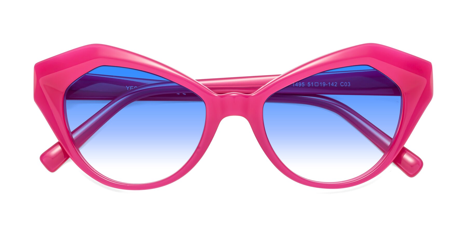 Folded Front of 1495 in Pink with Blue Gradient Lenses