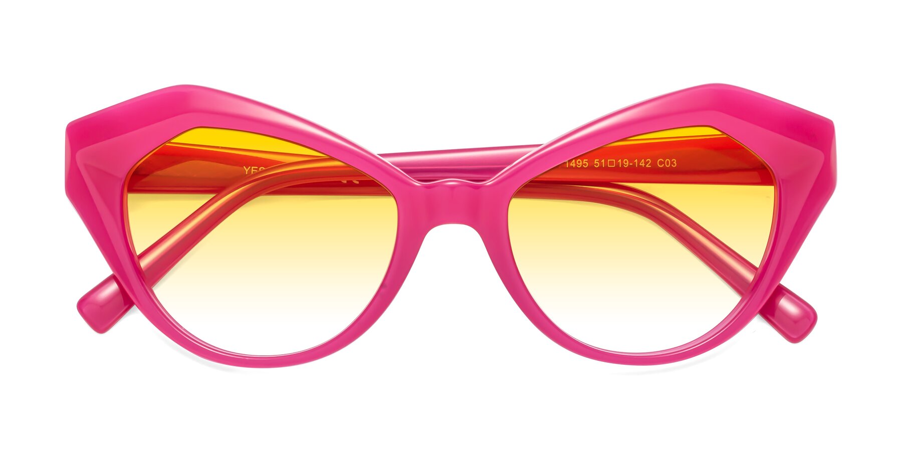 Folded Front of 1495 in Pink with Yellow Gradient Lenses