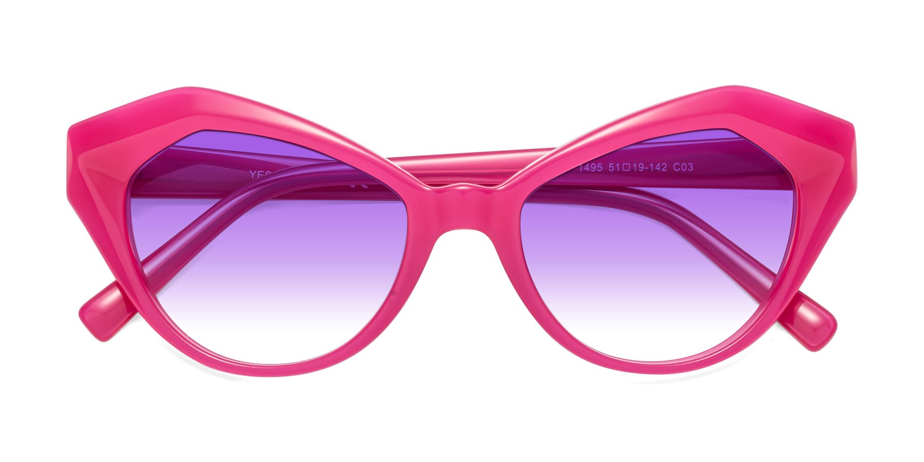 Folded Front of 1495 in Pink with Purple Gradient Lenses