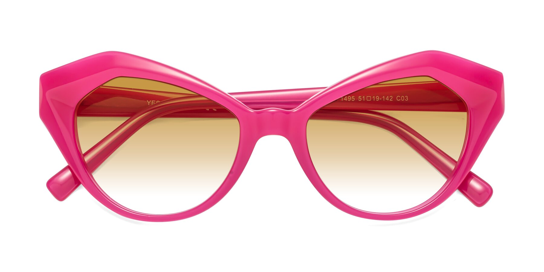Folded Front of 1495 in Pink with Champagne Gradient Lenses
