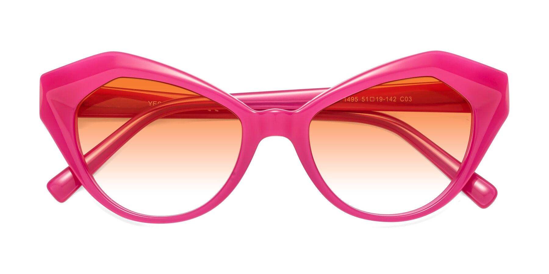 Folded Front of 1495 in Pink with Orange Gradient Lenses