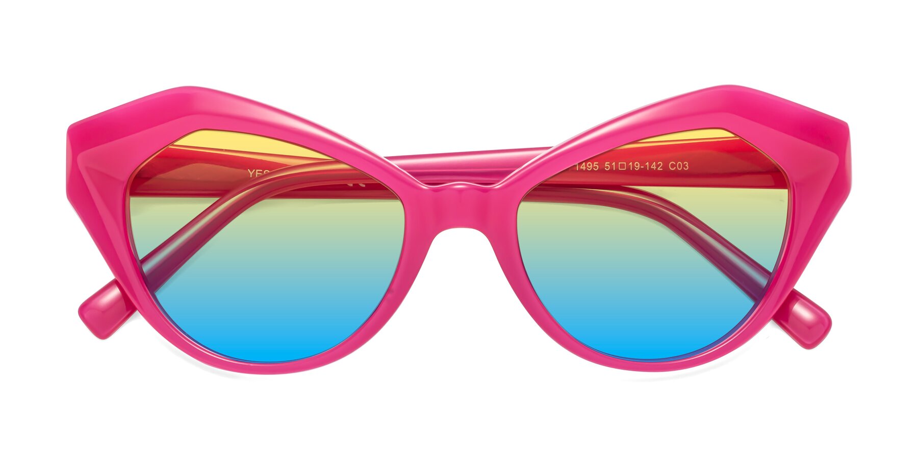 Folded Front of 1495 in Pink with Yellow / Blue Gradient Lenses