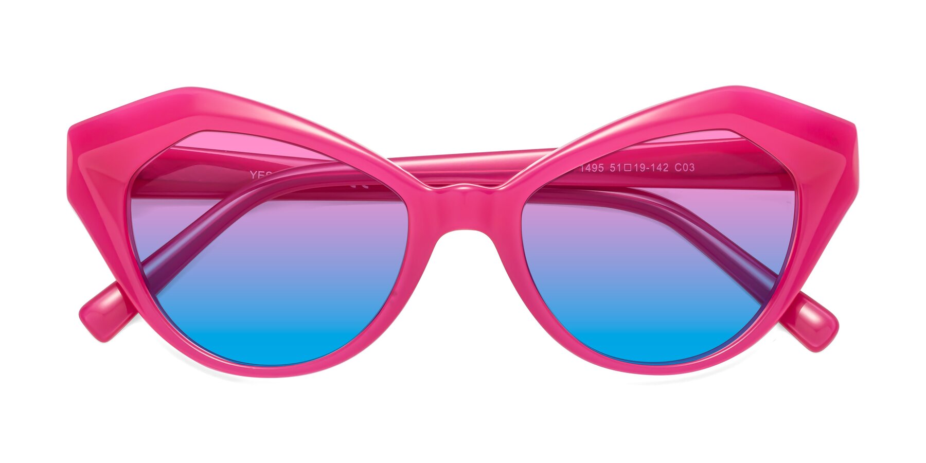 Folded Front of 1495 in Pink with Pink / Blue Gradient Lenses