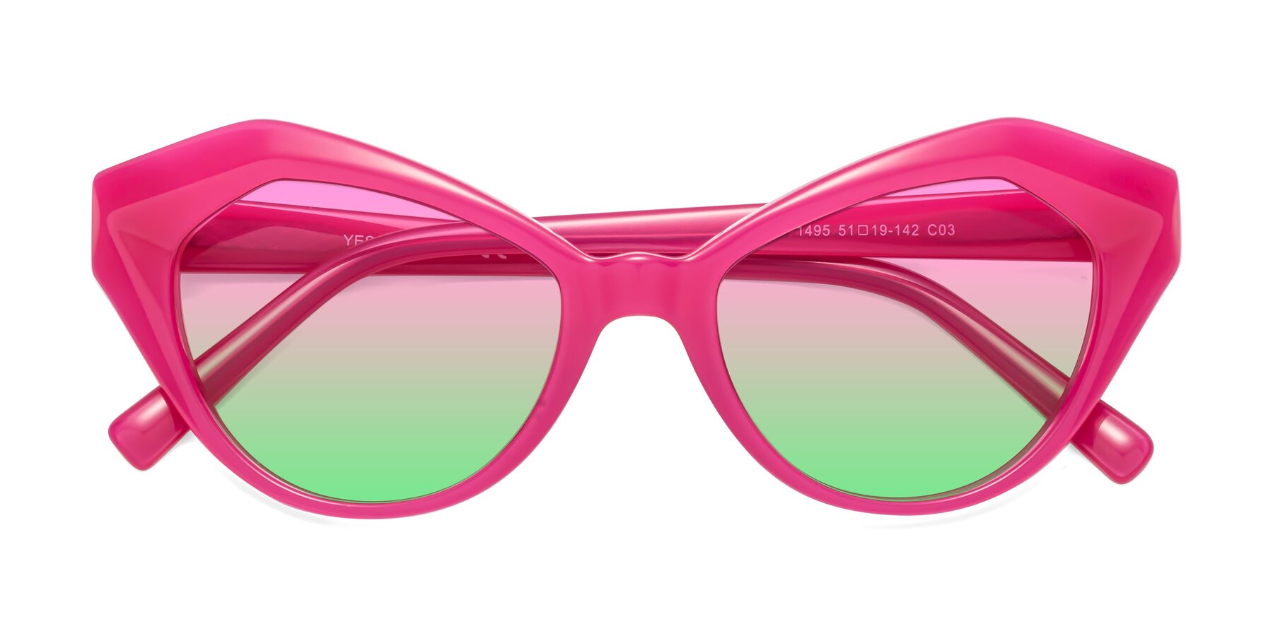 Folded Front of 1495 in Pink with Pink / Green Gradient Lenses