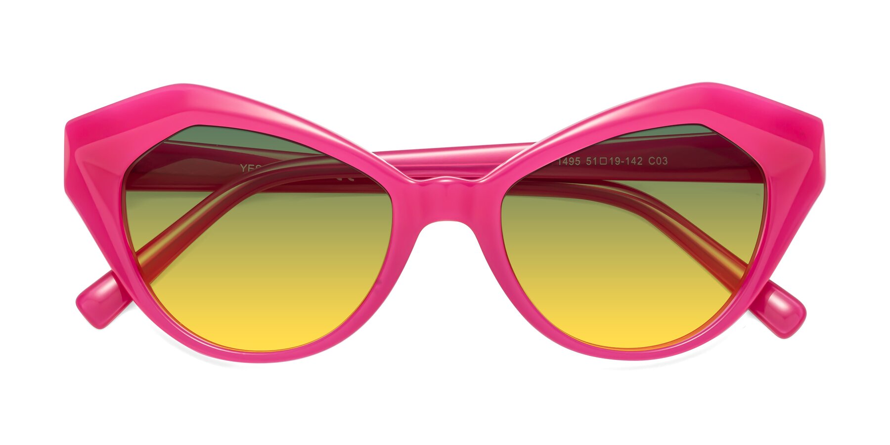 Folded Front of 1495 in Pink with Green / Yellow Gradient Lenses