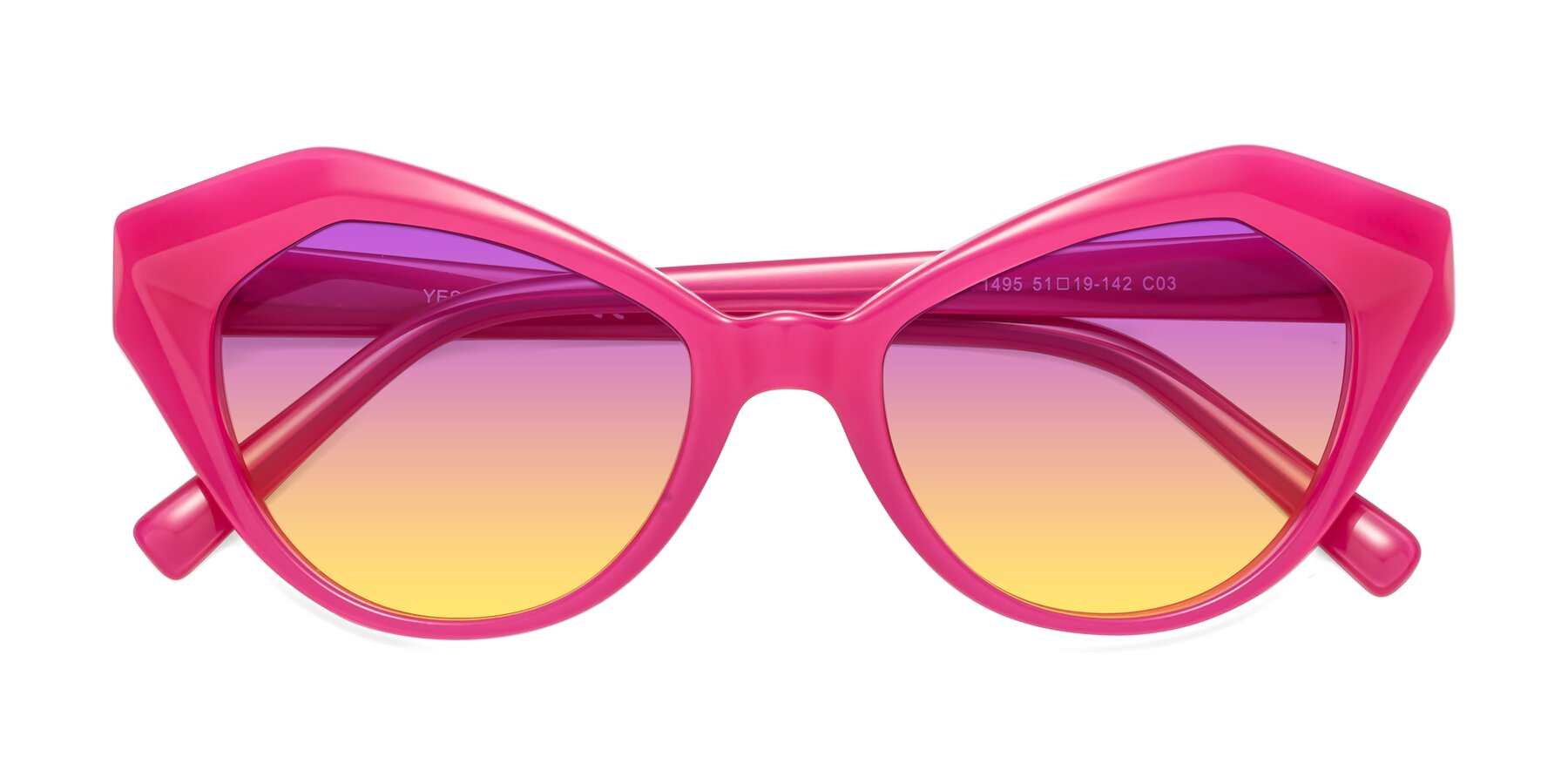 Folded Front of 1495 in Pink with Purple / Yellow Gradient Lenses