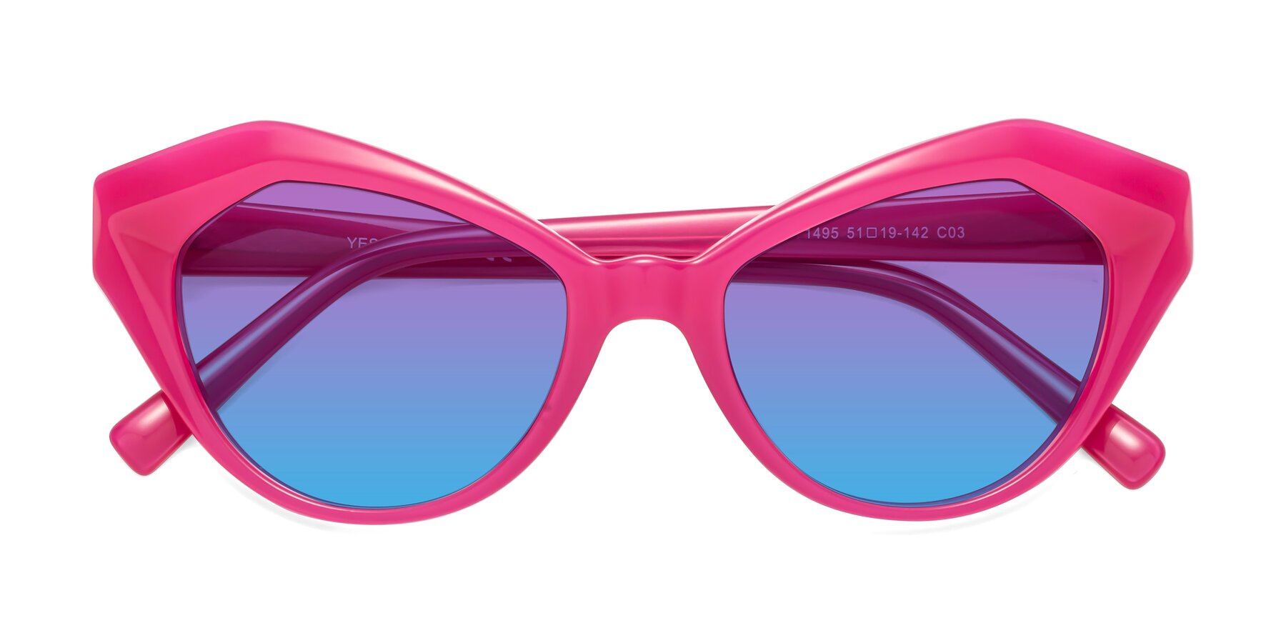 Folded Front of 1495 in Pink with Purple / Blue Gradient Lenses