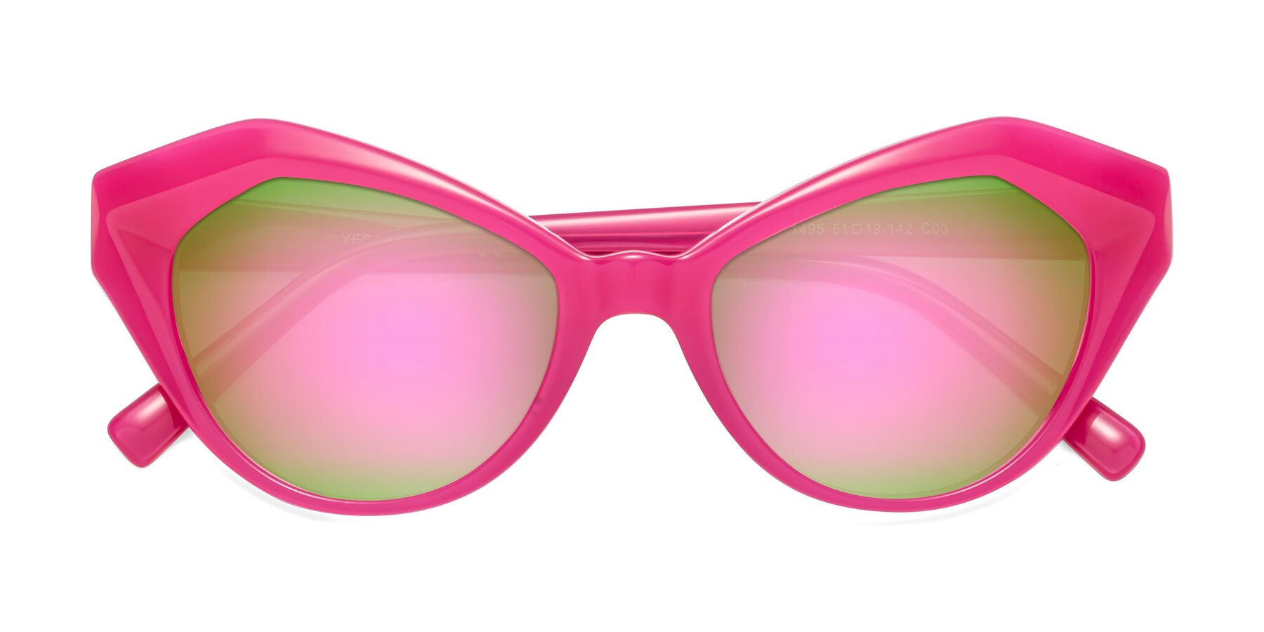 Folded Front of 1495 in Pink with Pink Mirrored Lenses
