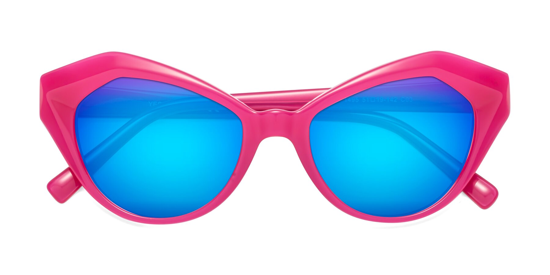 Folded Front of 1495 in Pink with Blue Mirrored Lenses