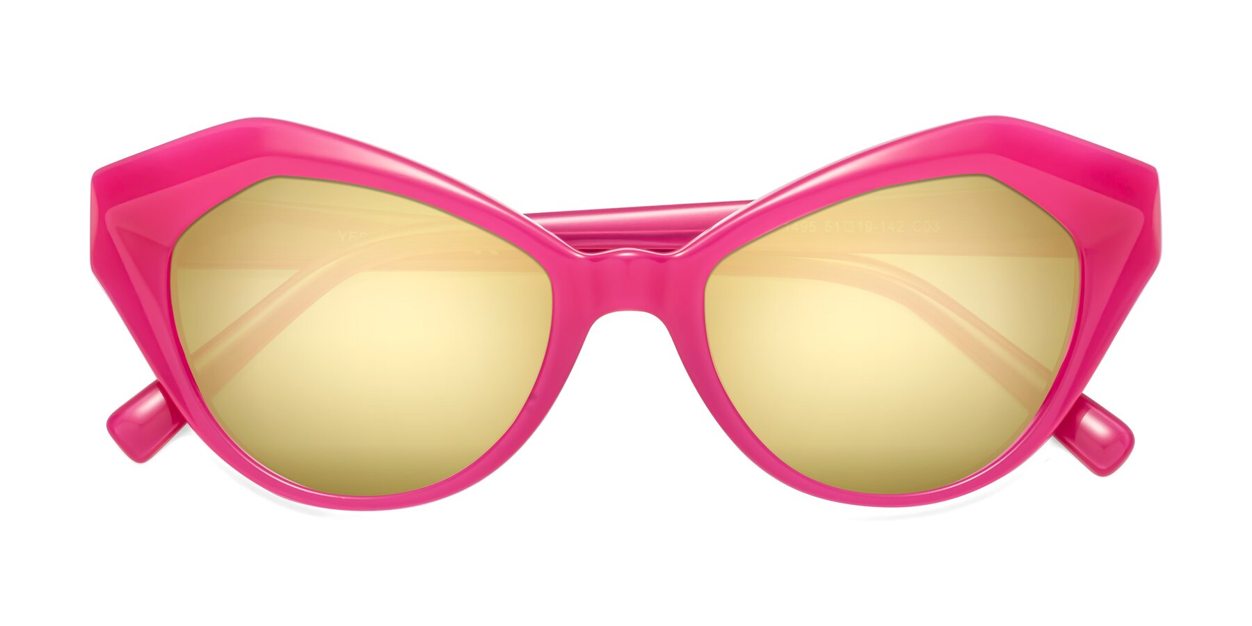 Folded Front of 1495 in Pink with Gold Mirrored Lenses