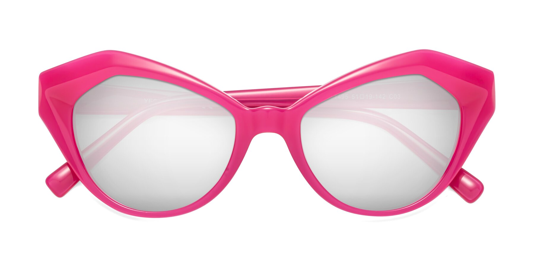 Folded Front of 1495 in Pink with Silver Mirrored Lenses
