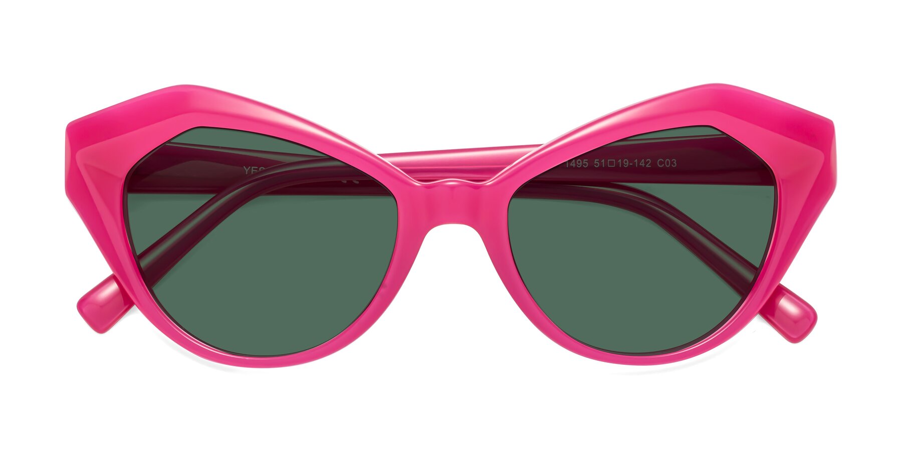Folded Front of 1495 in Pink with Green Polarized Lenses